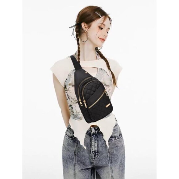 New Black Small Sling Backpack Chest Daypack Crossbody Bag for Women and Men main image 4
